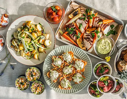 buffébord med vårens catering buffé